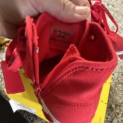 Off-White High Top Vulcanized Kids Sneakers Red/White Canvas Lace-Up EU 32