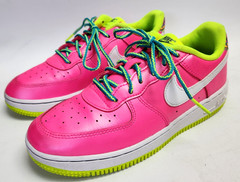 NIKE Air Force 1 Low Youth Size 3Y Pink Blast White Volt Shoes CW5766-600