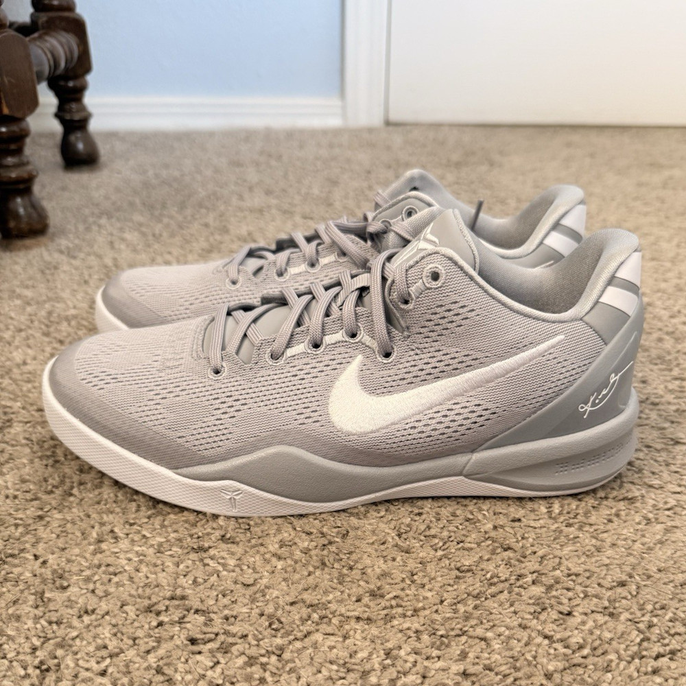 Nike Kobe Unisex Kids Low Top Sneaker Gray White US 5.5Y Mesh Lace Up