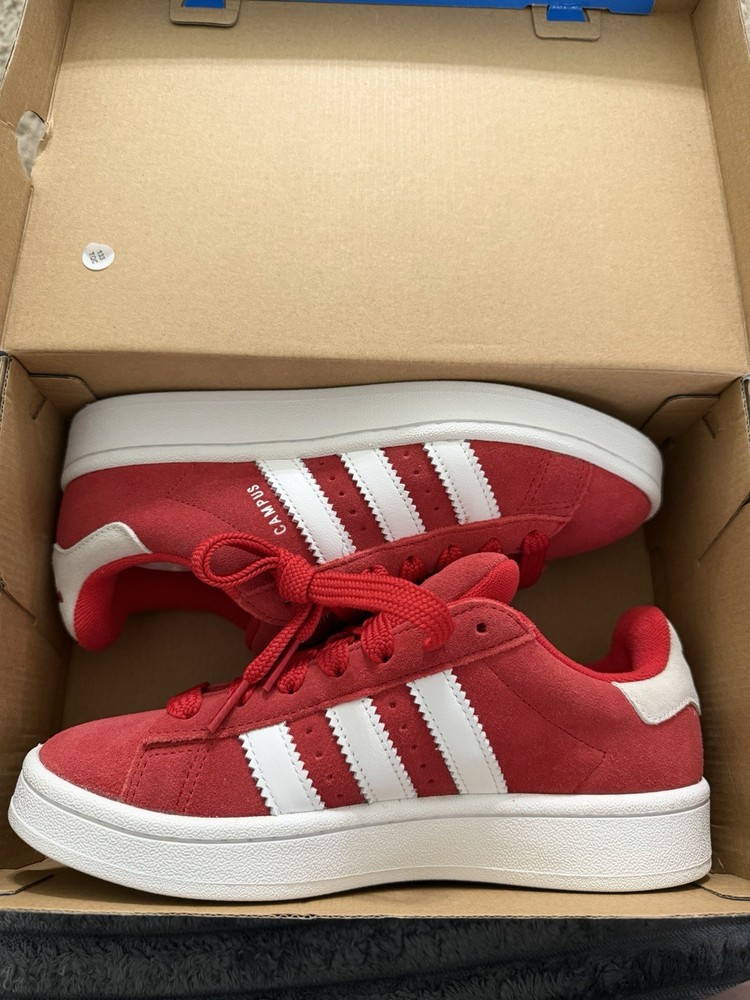 adidas Campus 00s J Red/White Suede Low Top Sneakers Kids US 5 IG1230