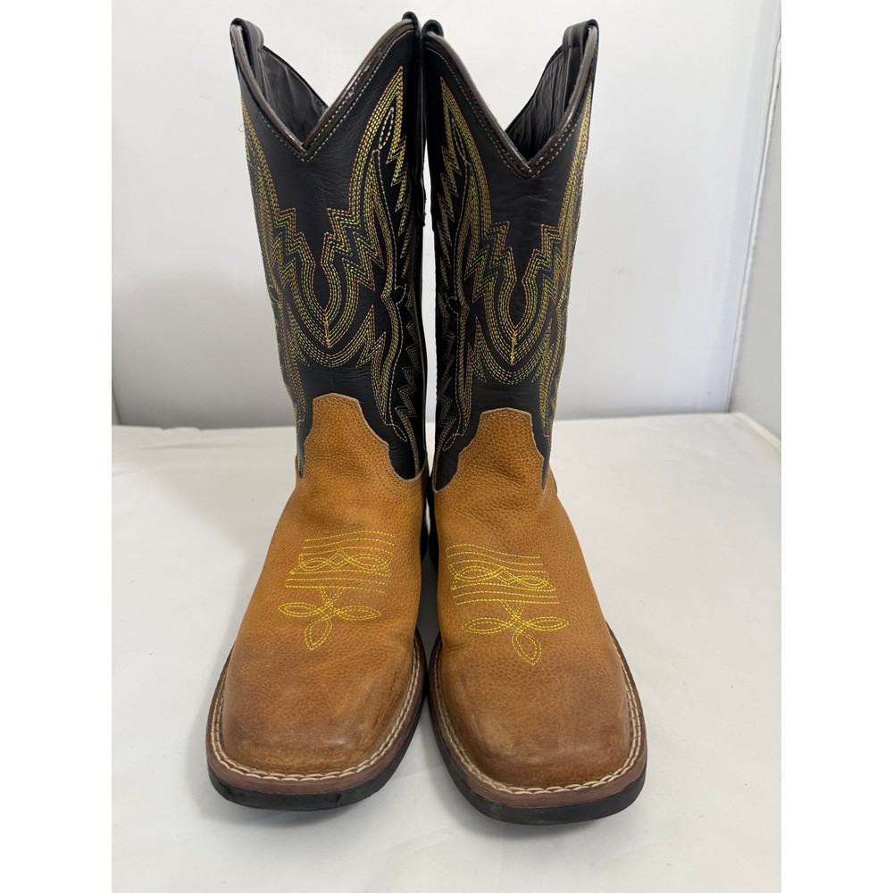 JB Dillon Cowboy Boots JBCE2000Y Western Square Toe Youth Size 5.5 Brown Black