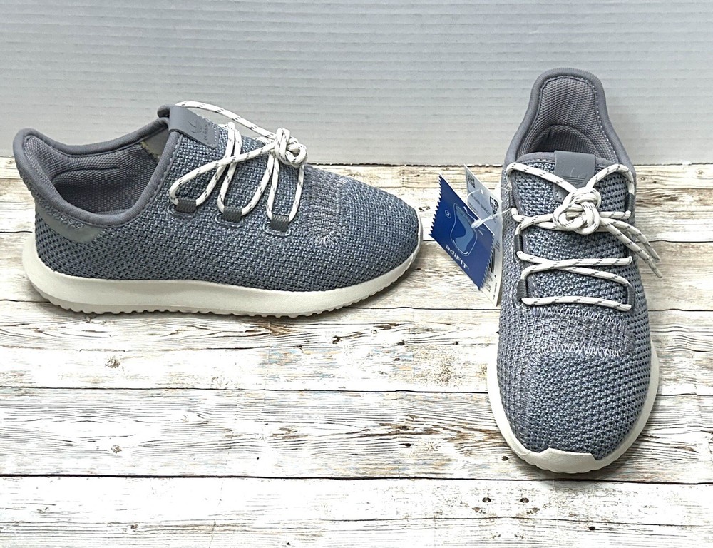 Adidas Grey Knit Sneakers Kids’ Tubular Shadow Size 2 US Youth (BB6755) NEW!!