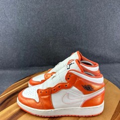 Jordan 1 Mid SE Metallic Orange White DM4228-800 Kids 7Y Womens 8.5 Sneakers