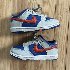 Nike Dunk Low Blue Grey Orange Paint Splatter Kids Sneakers 11C HJ9234-025