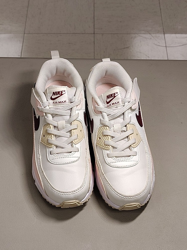 Nike Air Max 90 EasyOn in the Phantom, Echo Pink, Sail, and Dark Team Red.