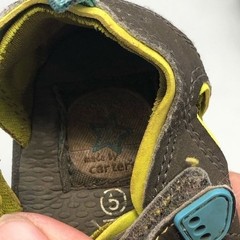 charter’s brown yellow blue hook & loop kid sandal size 5 READ