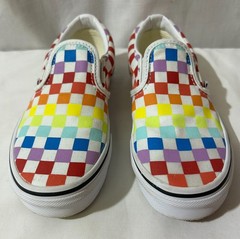 Vans Kids Unisex Rainbow Checkerboard Slip On #500714 Size 1