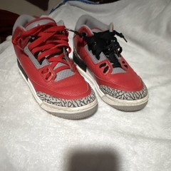 Jordan Air Jordan 3 Retro Elephant Print Red Gray Black Kids Sneakers 6Y