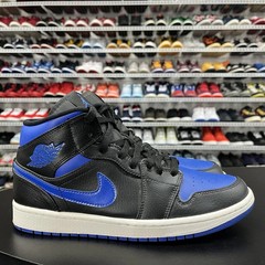 Nike Air Jordan 1 Mid GS Black Hyper Royal Retro Sneakers