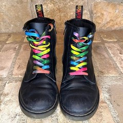 Doc Martins Pascal Rainbow Stitch Combat Boots Kids 3 Womens 5 Grunge Punk Pride
