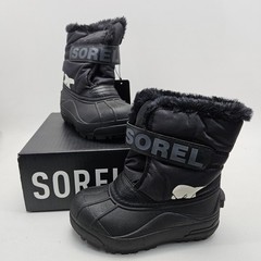 Sorel Snow Commander Black Charcoal Kids Winter Boots NC1960-010 Size 12 NEW