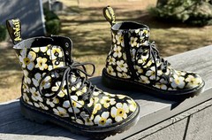 Dr Martens 1460 Pascal Junior Pansy Yellow Black Floral US 2 AirWair Boot Zip Up