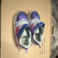 Unisex Kids Purple/Silver/Blue/Pink Hook & Loop Strap Sneakers Low Top
