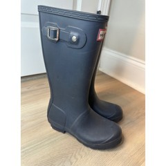 Hunter Original Kids Rain Boots Matte Navy Rubber Waterproof Tall Boots 2G/1B