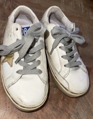 Golden Goose Superstar White Ice Silver Leather Sneakers Gold Star Kid’s SZ 8.5