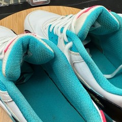 Nike Air Max 90 Sneakers White Blue Black Pink (GS) Size 7Y