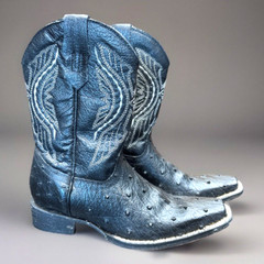 Caballo Dorado Authentic Kids Ostrich Cowboy Boots Size 5 Made in Mexico