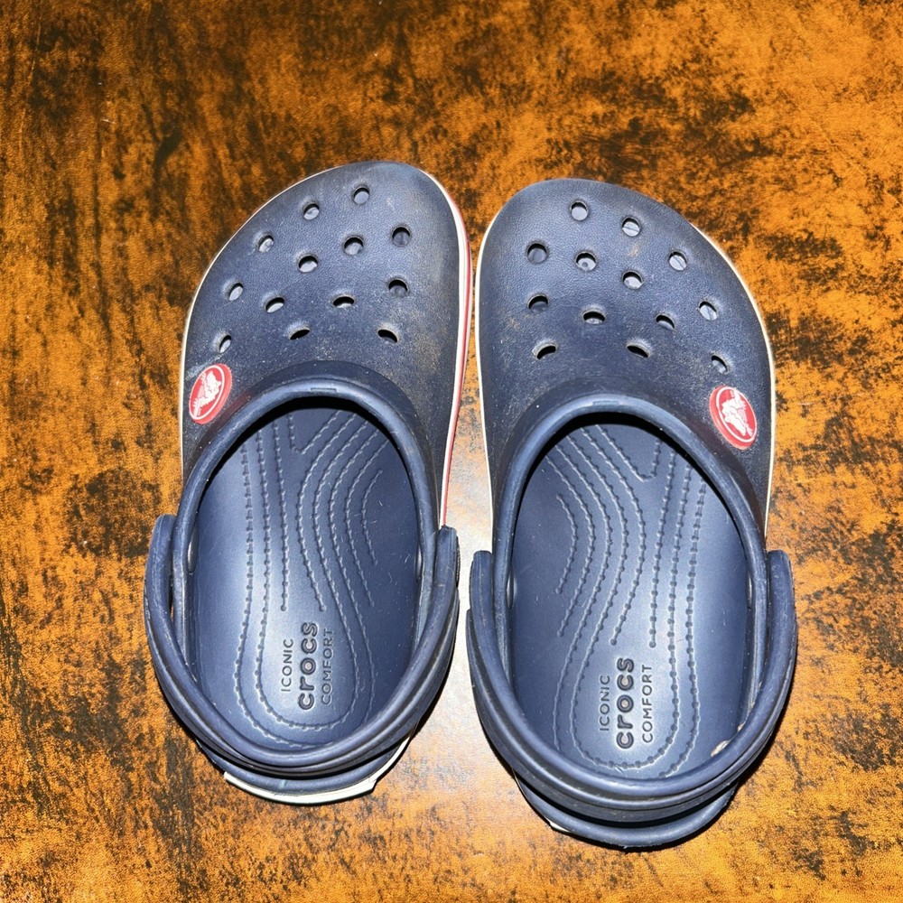 Crocs Crocband Navy Blue Kids Size US C8 Clogs Youth Classic Water Shoes EUC