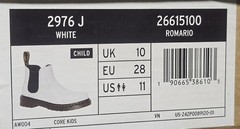 Dr. Martens 2976-J Smooth Leather Chelsea Boots White Child US Sz 11 Unisex NEW