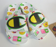 Champion Ipo Catch Print Slide – WHITE/MULIT – UNISEX YOUTH SIZE 5