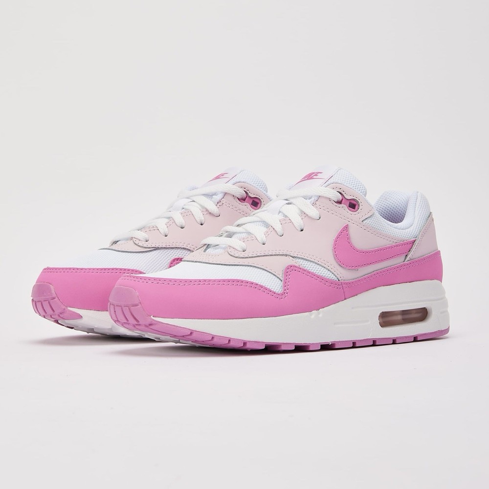 Nike Air Max 1 White Playful Pink Foam FZ3559-100 Size 5.5Y-7Y Boys Kids Womens