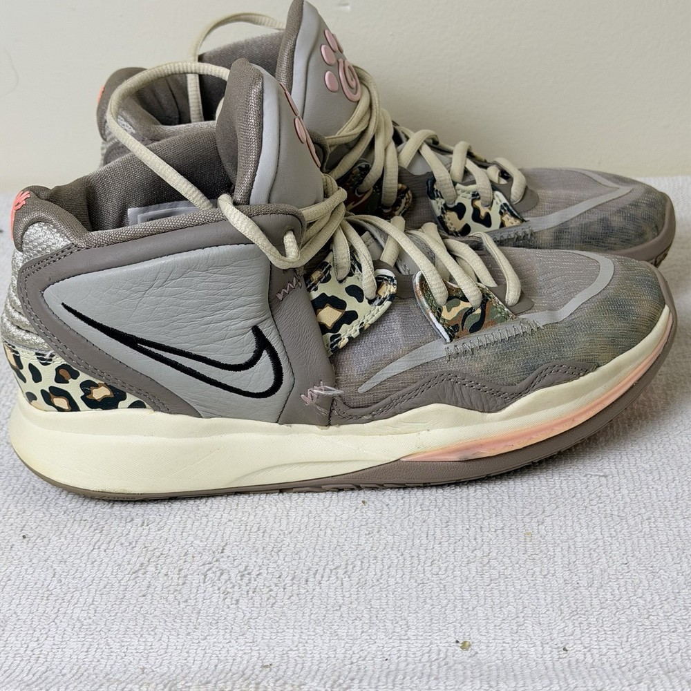 Nike Kyrie Infinity Leopard Camo Boys Size 6 Gray Basketball Shoes Sneakers