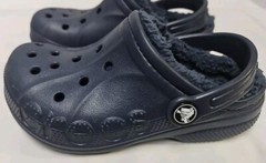 Crocs Baya Lined Clogs Toddler Size C 11 Slip On Comfort Shoes Navy Mammoth EUC