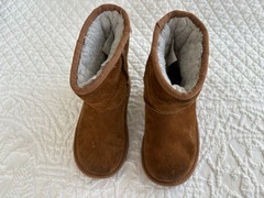 Ugg Koolaburra Chestnut Brown Leather Sherpa Lined Boots Kids 9