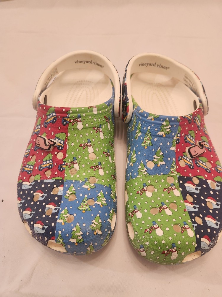 CROCS Vineyard Vines HOLIDAY PATCHWORK CLOGS Size 3 Kids J3 Christmas Unisex