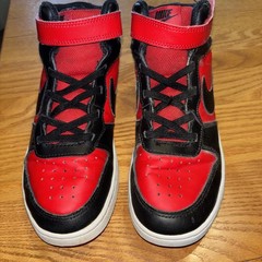 Nike Court Borough Mid 2 Kids Red Black High Top Sneakers Size 3Y CD7783-602