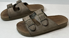 BEARPAW Children’s Unisex Size 2 Brown, Cork Sole, 2-strap Slip-on/Slide Sandals