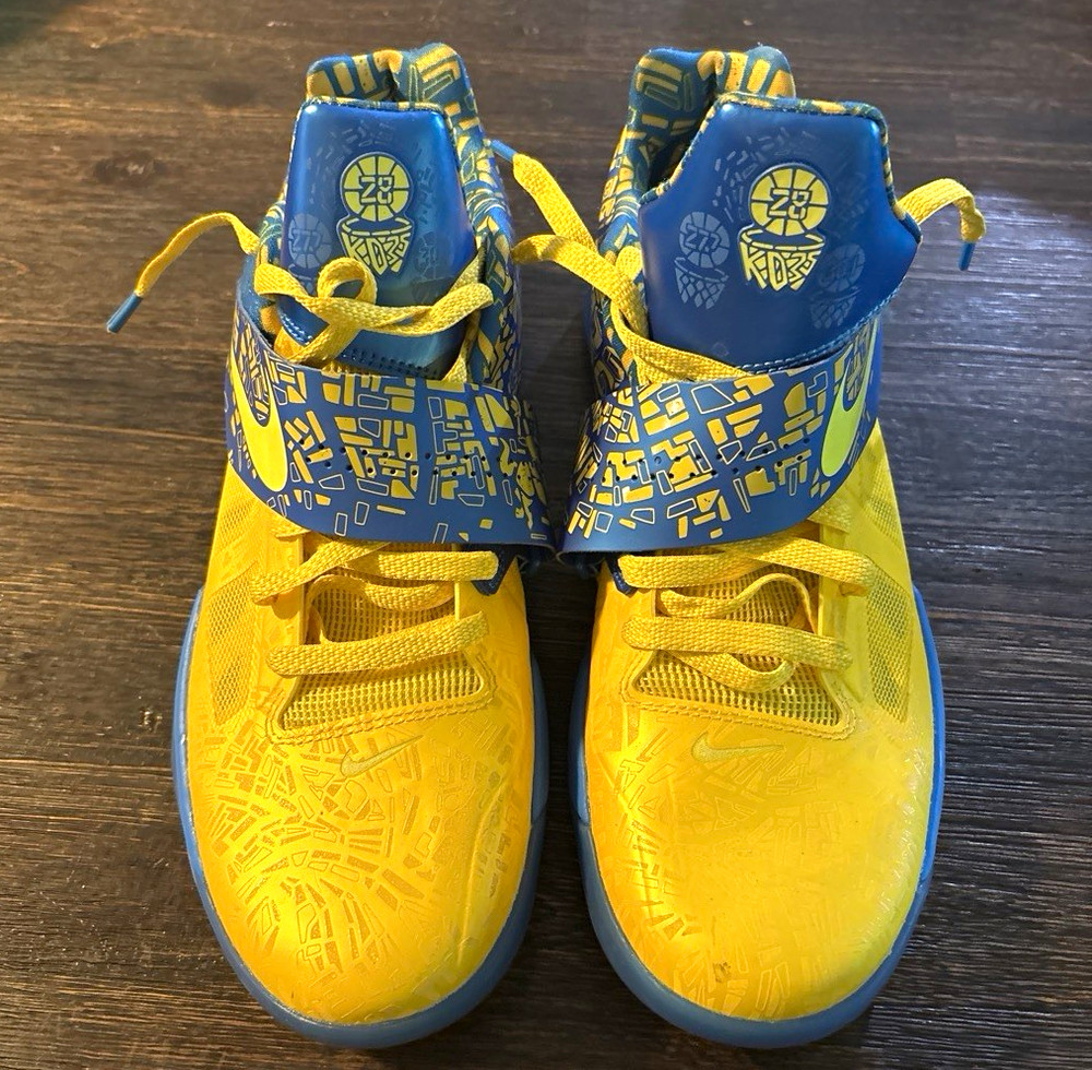 Nike KD Unisex Kids Basketball Sneaker US 12 Mid Top Yellow Blue FZ5916-400