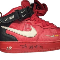 Nike Air Force 1 University Red Signed Shoe Youth Size 6.5Y