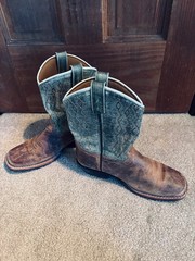 Children Size 3D Dan Post Cowboy Boots 3 Kids Youth Brown Green Leather square