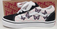 Vans Old Skool Kids Size US Size 1 Butterfly Black White Pink Checkerboard