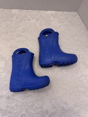Crocs Toddler Handle It Rain Boots Size C7 Blue Waterproof Reflective Heel