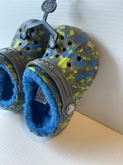 Crocs Kids Blue Green Grey Fleece Lined Shoes New Size C7 EU23-24