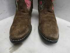 Masterson Boot Co Brown Suede Leather Pink Camo Cowboy Boots Youth Size 2 D