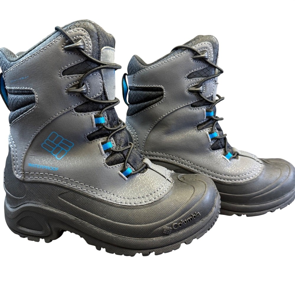 Columbia Kids Bugaboot Plus IV Omni-Heat Waterproof Winter Boots Grey Blue