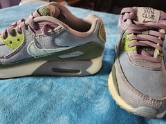 Nike Air Max 90 SE Next Nature Wolf Grey, Blue, Green, Purple. Size 6 young 8 W