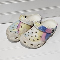 Crocs Childrens C 10 Clogs Ice Blue Pink Yellow Iconic Comfort Crocband Strap