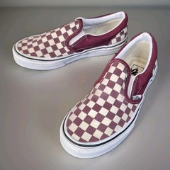 Vans Classic Slip On Checkerboard Rhododendron Red/White Size Kids Us 2 VGC