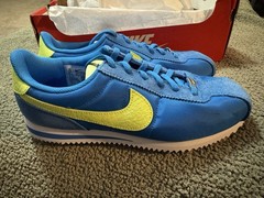 Nike Cortez Textile Youth Size 6.5Y Blue/White/Light Lemon Twist IB7748-406