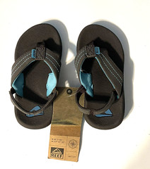 NEW Reef Toddler Kid’s Grom Phantom-K Brown/Blue Flip Flop w/ Backstrap, 3-4 M