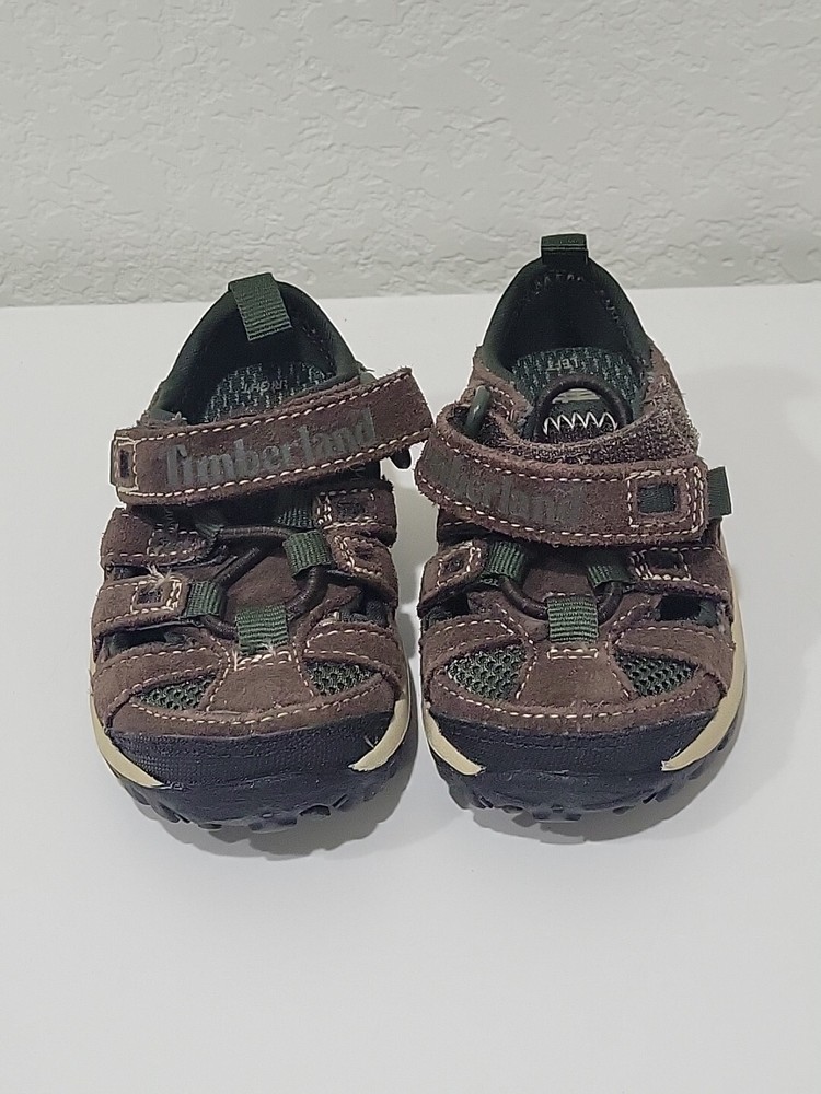 Toddler Timberland Sandals Single Strap Closed Toe Brown Green Size 4.5