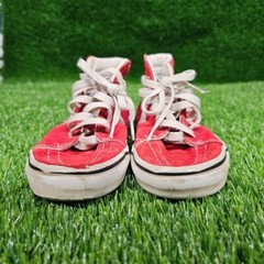 Vans Hook And Loop Red White High Top Shoes Sneakers Youth Size 2