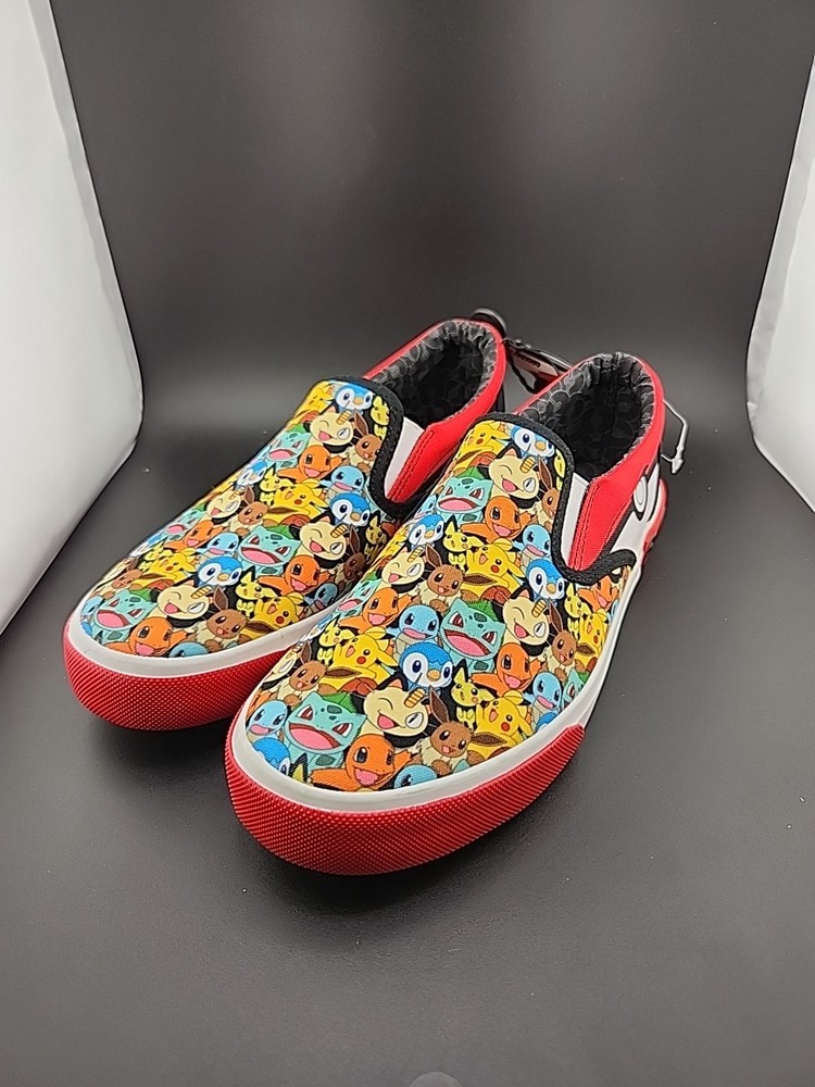 NEW Ground UP Pokemon PIKACHU Slip-On Canvas Sneaker Shoes Unisex Youth Size 6