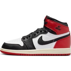 Jordan 1 High top Basketball Shoes Black/White/Red Children Aged 3 7 FD1412-106