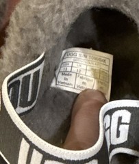 UGG Kid Fluff Yeah Slipper Sandal Elastic Backstrap Solid Gray Size US 13 EU 31
