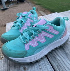 Bass Pro Shops Kids Athletic Sneakers Turquoise Pink Lace Up Shoes Size 4 EU 37